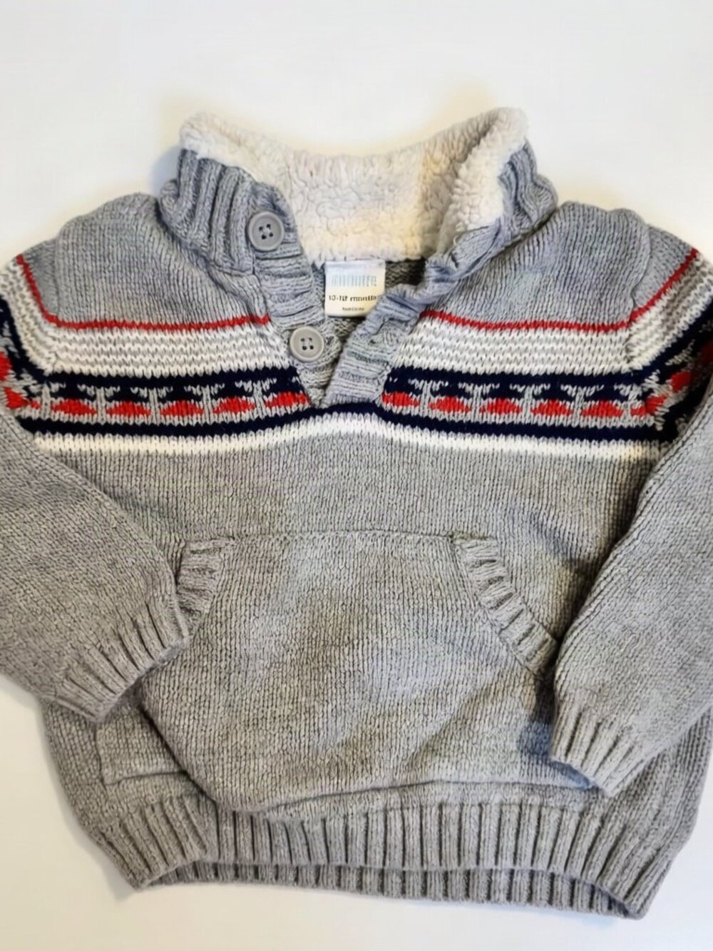 Gymboree Fair Isle Sherpa Collar Knit Sweater 12-18M